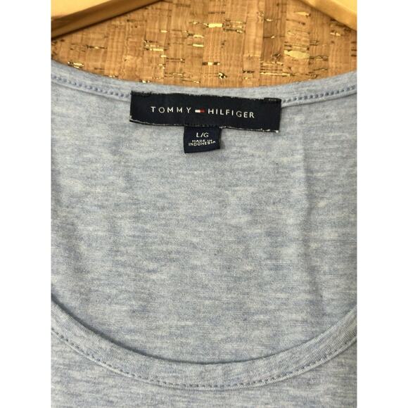 Tommy Hilfiger Tiered Midi Dress Flowy Chambray Heather Size Large - Picture 6 of 8